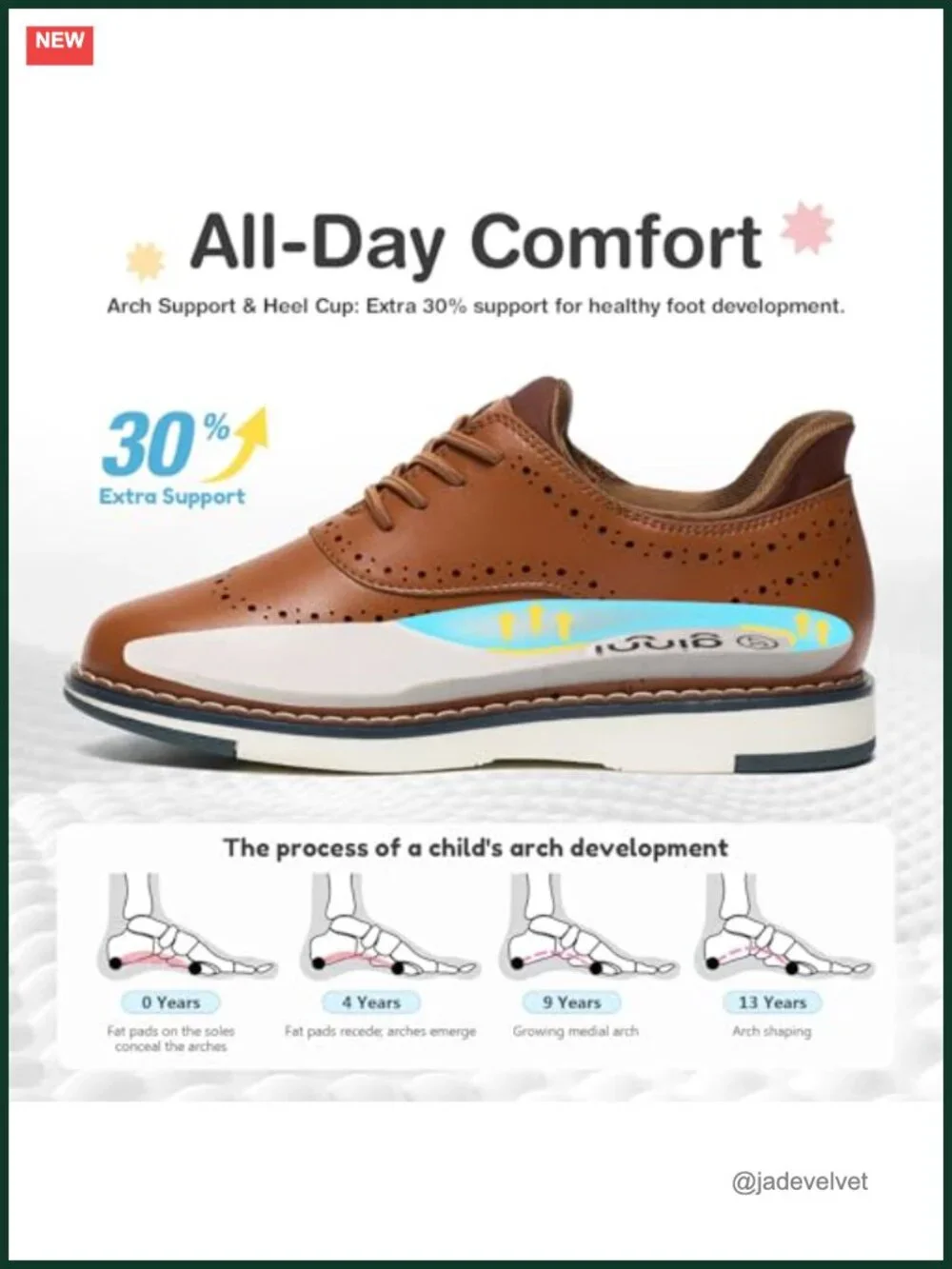 Boys Wingtip Brogue Slip-On Dress Shoes Casual Oxford Sneakers Flexible Sole